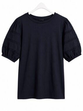 Talbots LP Navy Blue Eyelet Short Sleeve Blouse Cotton Parisian
Luxury